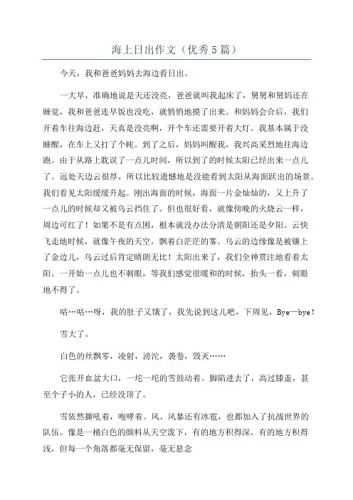 海上日出作文(优秀5篇)