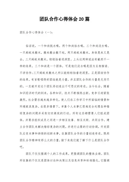 团队合作心得体会20篇
