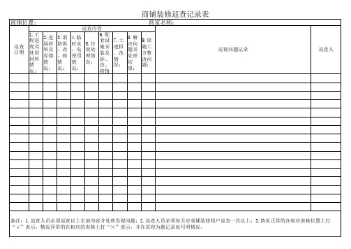 商铺装修巡查记录表