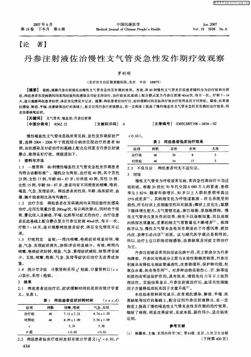 丹参注射液佐治慢性支气管炎急性发作期疗效观察
