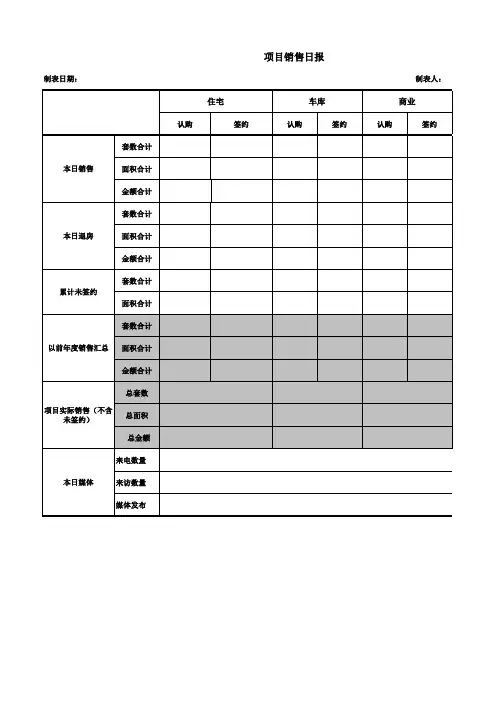 房地产营销日报模板