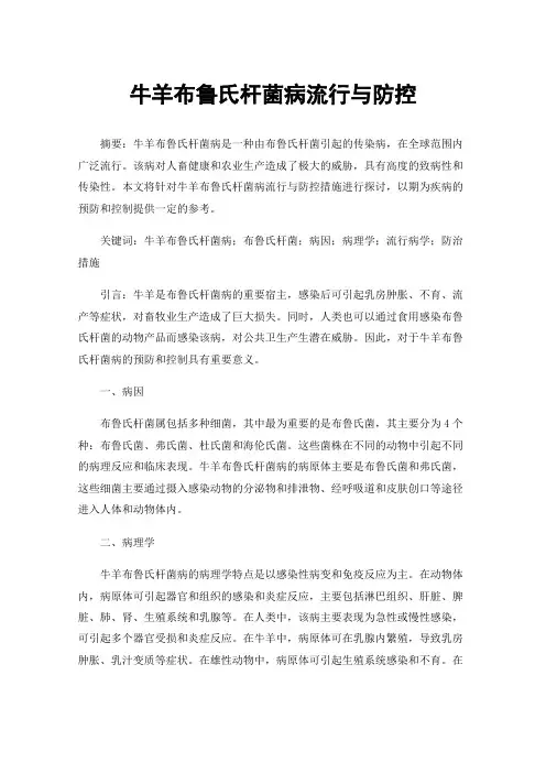 牛羊布鲁氏杆菌病流行与防控