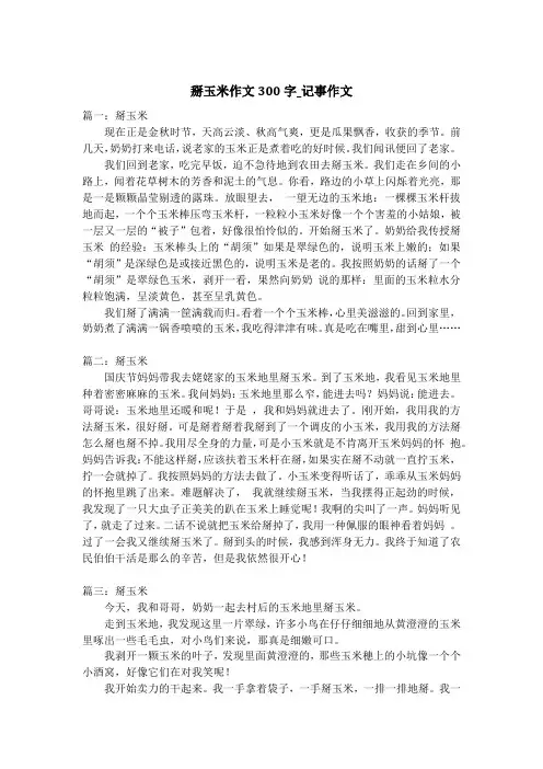 掰玉米作文300字_记事作文