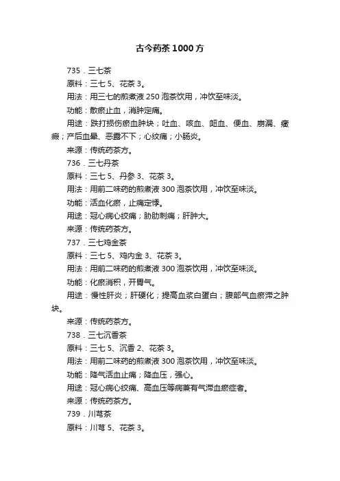 古今药茶1000方