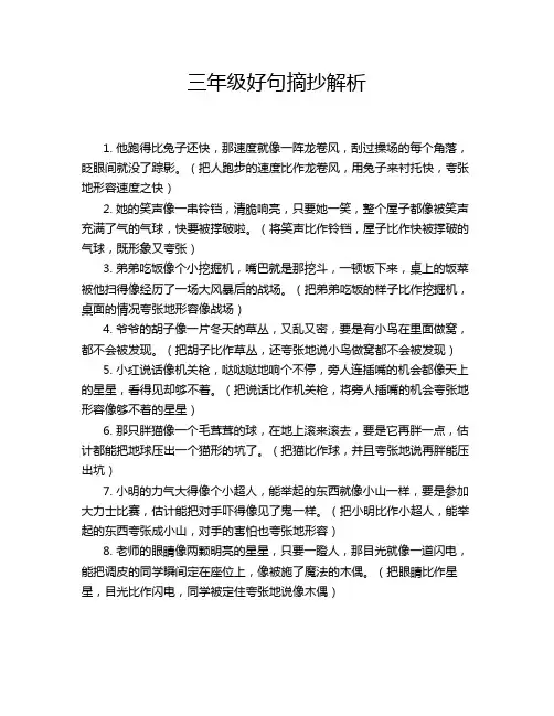三年级好句摘抄解析