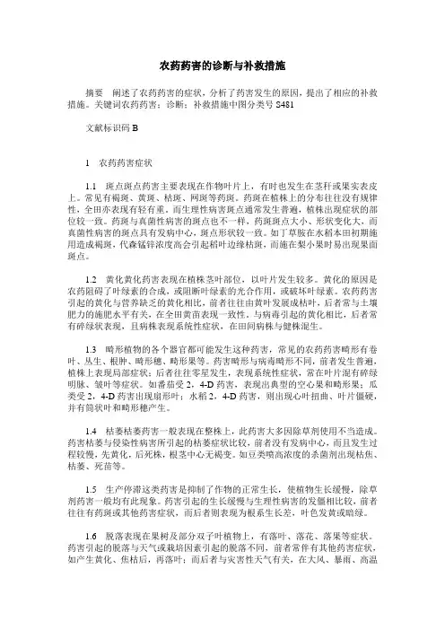 农药药害的诊断与补救措施