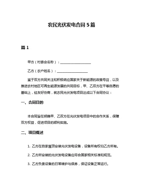 农民光伏发电合同5篇