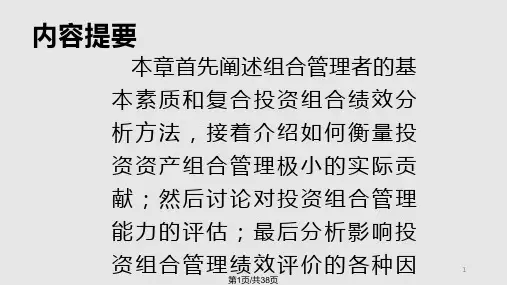 投资组合业绩评估PPT课件