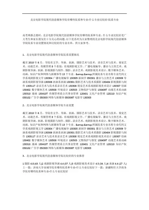 北京电影学院现代创意媒体学院有哪些院系和专业-什么专业比较好-院系专业