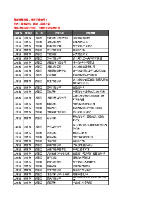 新版山东省济南市济阳区口腔企业公司商家户名录单联系方式地址大全49家