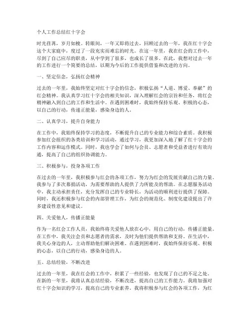 个人工作总结红十字会