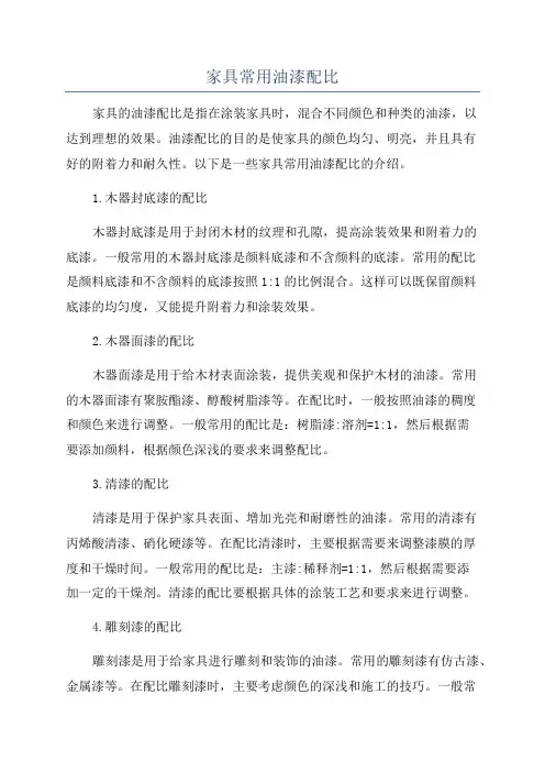 家具常用油漆配比