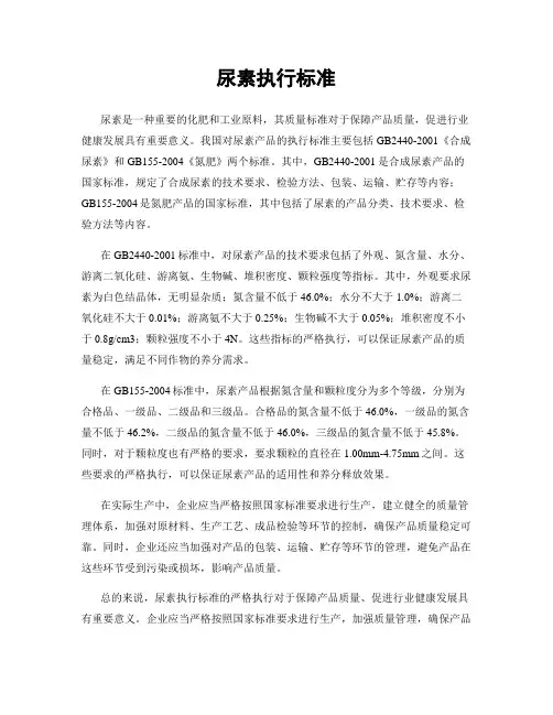 尿素执行标准