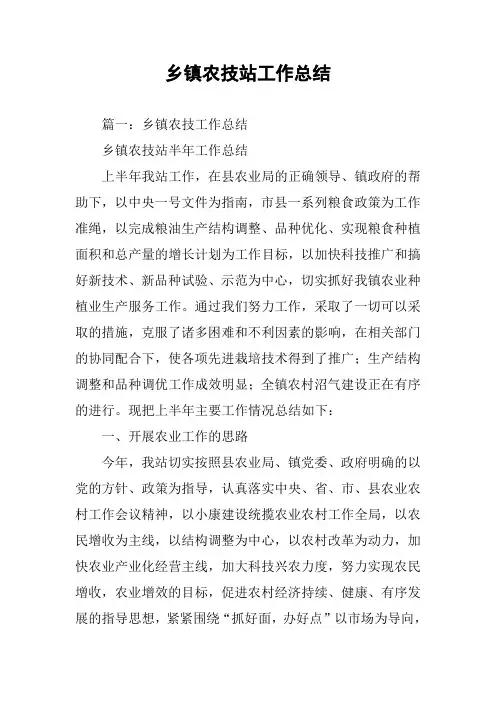 乡镇农技站工作总结