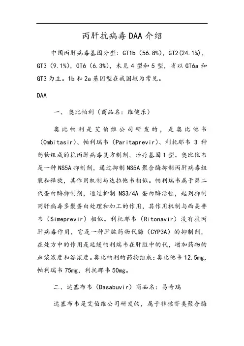 丙肝抗病毒DAA介绍