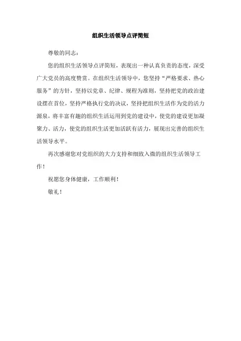 组织生活领导点评简短
