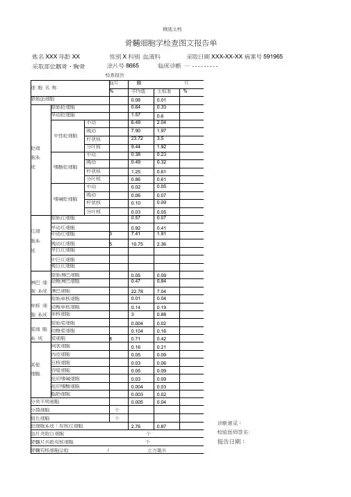 骨髓细胞学检查图文报告单范本