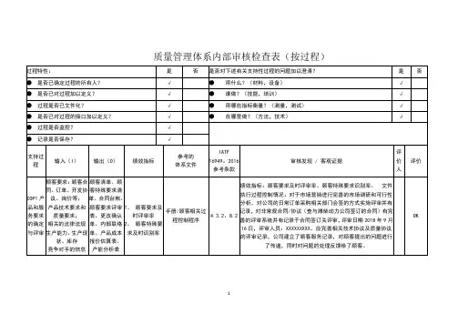 内部审核检查表     2023年IATF16949汽车质量管理体系