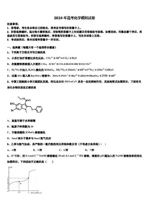 山东省淄博市2023-2024学年高考冲刺模拟化学试题含解析