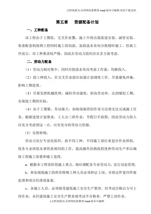电子标书技术标(资源配备计划)