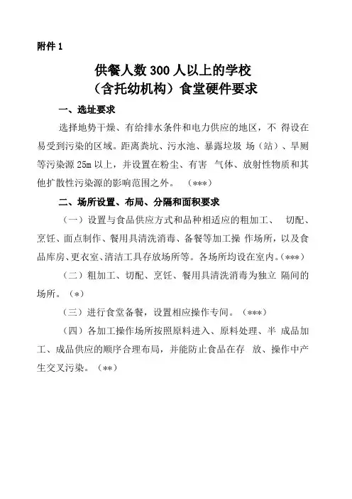 学校食堂标准化建设设施设备标准