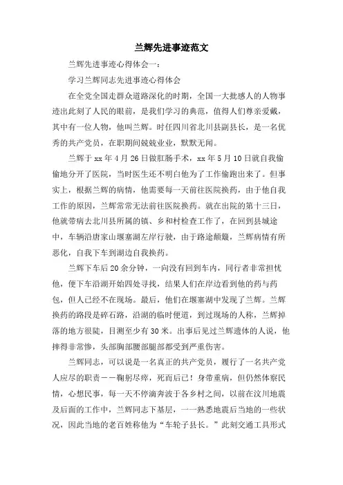兰辉先进事迹范文