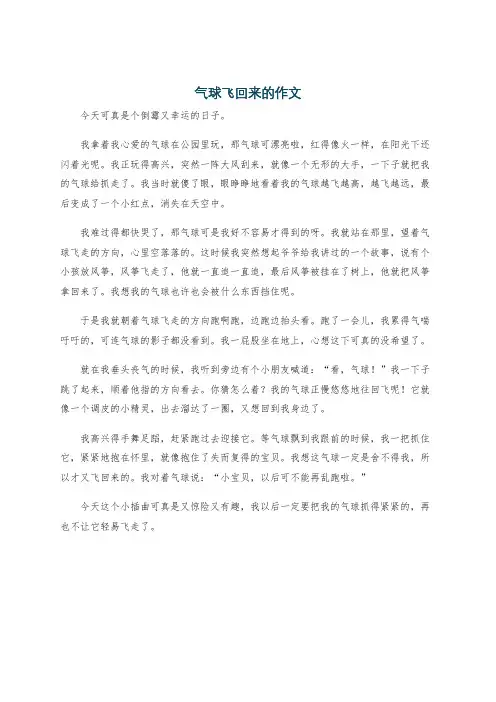 气球飞回来的作文