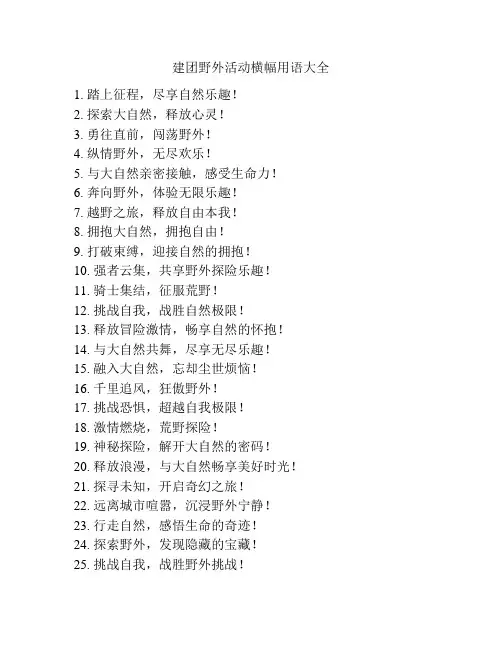 建团野外活动横幅用语大全