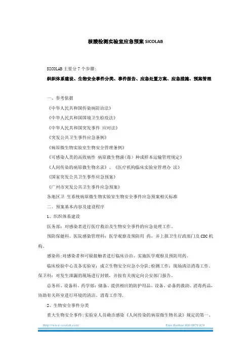 核酸检测实验室应急预案SICOLAB