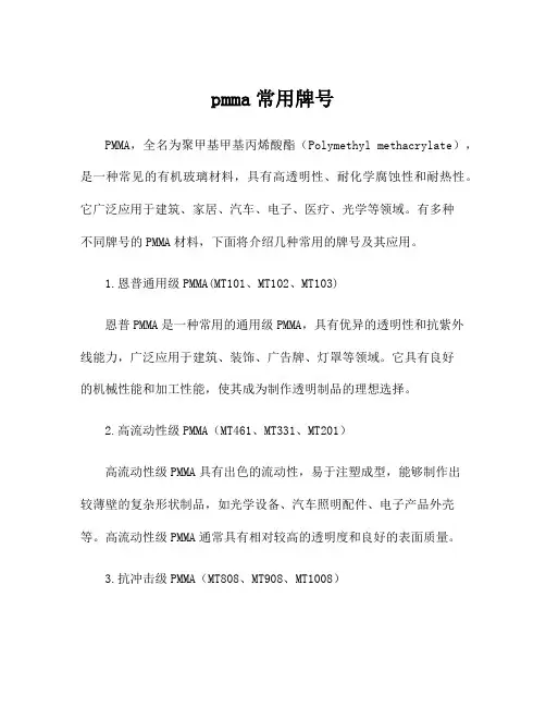pmma常用牌号