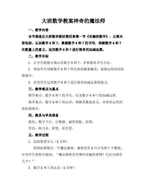 大班数学教案神奇的魔法师