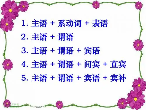 高一英语英语五种基本句型PPT课件