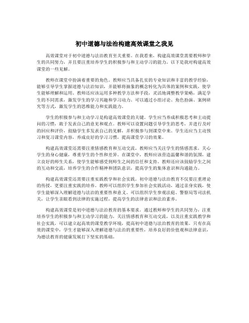 初中道德与法治构建高效课堂之我见