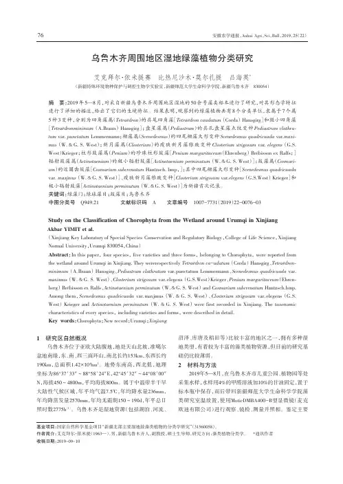 乌鲁木齐周围地区湿地绿藻植物分类研究