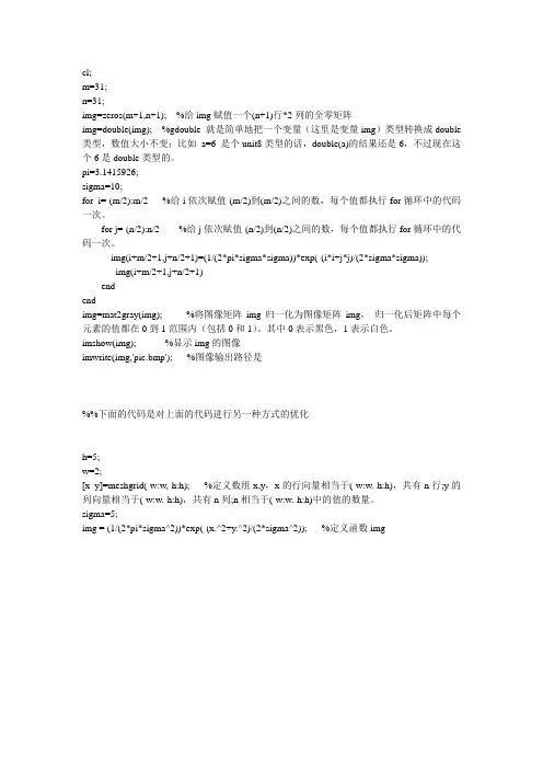 matlab,生成高斯图像