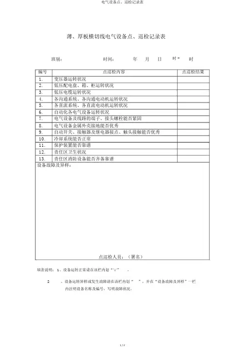 电气设备点、巡检记录表