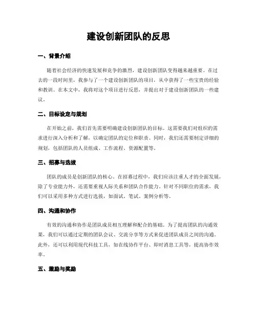 建设创新团队的反思