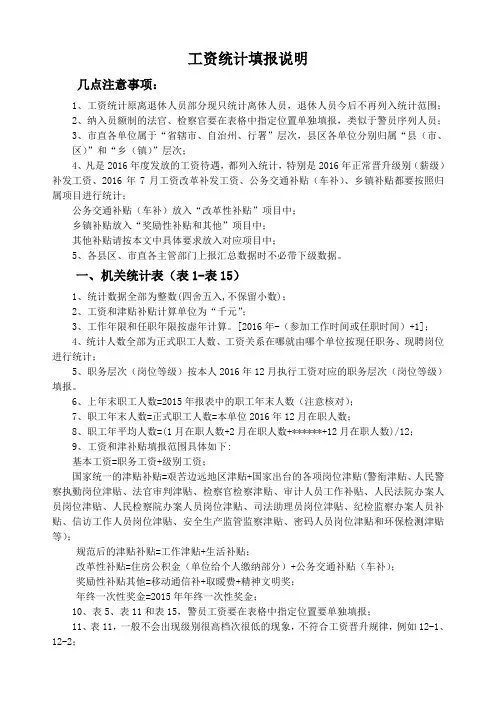 工资统计填报说明