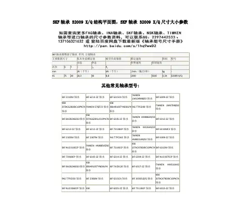 SKF32009X／Q轴承尺寸参数,SKF32009X／Q轴承型号样本资料