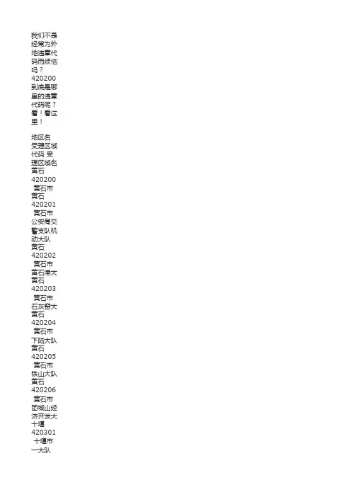 交通违章代码查询