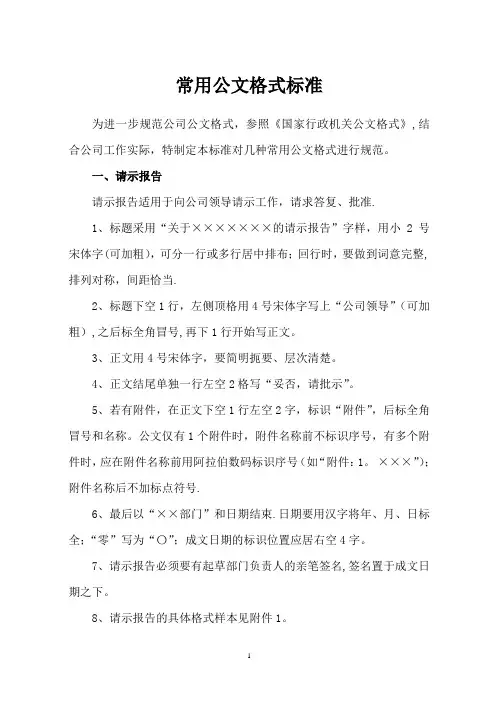 常用公文格式标准【范本模板】