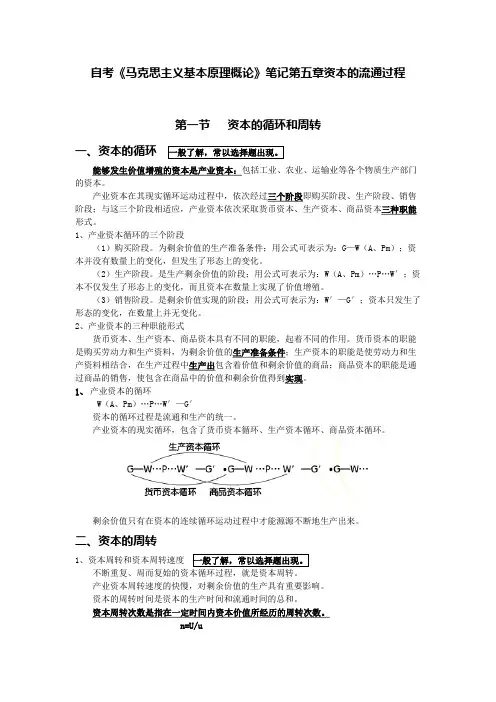 自考《马克思主义基本原理概论》笔记第五章资本的流通过程