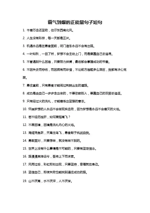 霸气到爆的正能量句子短句