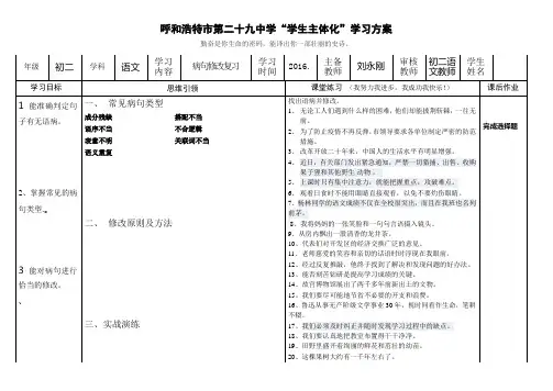 语文人教版八年级下册病句修改专题复习