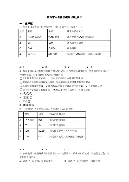 南昌市中考化学模拟试题_图文