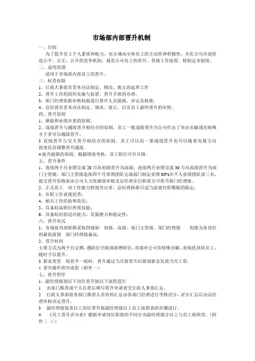 市场部内部员工晋升机制