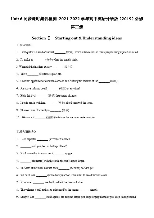 Unit 6 同步课时集训检测 2021-2022学年高中英语外研版(2019)必修第三册