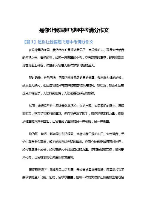 是你让我振翅飞翔中考满分作文