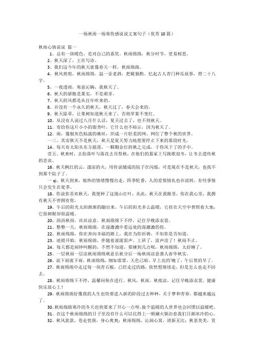 一场秋雨一场寒伤感说说文案句子(优秀10篇)