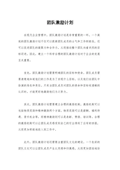 团队激励计划